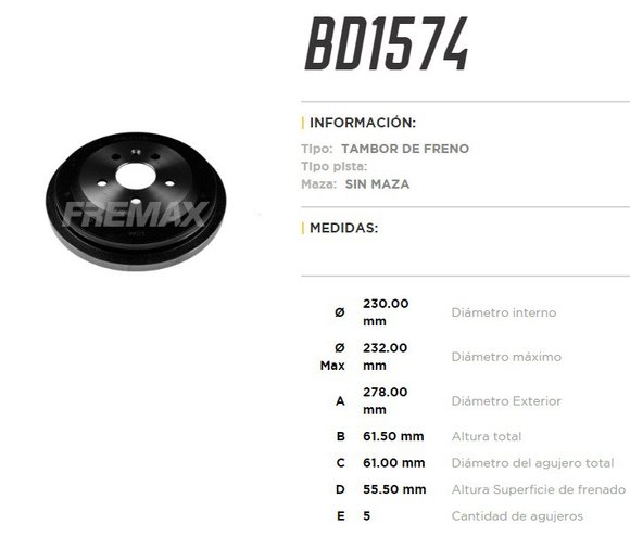 Imagen de CAMPANA FRENO TRAS GM TRACKER 1.0/1.2T 20. . .