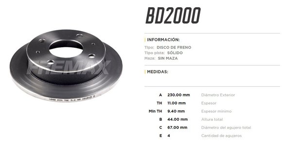 Imagen de DISCO FRENO DEL HYUNDAI ATOS 1.0 230MM