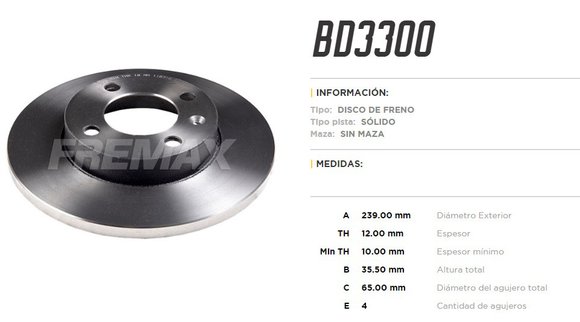 Imagen de DISCO DE FRENO DEL VW GOL/AMAZON/PASSAT/PARATI/SAVEIRO