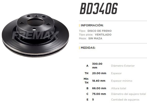 Imagen de DISCO FRENO TRAS VENT BMW SERIE 1 Y 3 (E90) 2005. . .