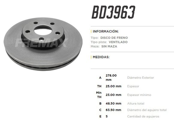 Imagen de DISCO FRENO DEL VENT FORD S-MAX/FOCUS II 04. . . VOLVO C30