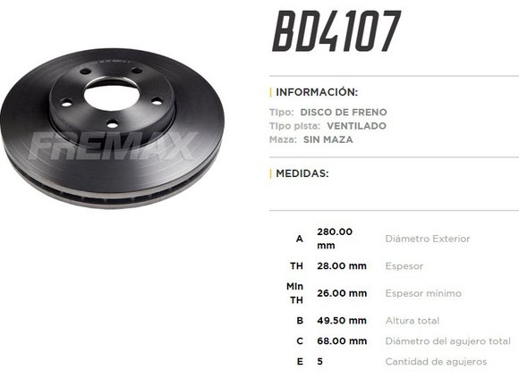 Imagen de DISCO FRENO DEL VENT NISSAN PRIMERA 02. . . X-TRAIL 01. . .