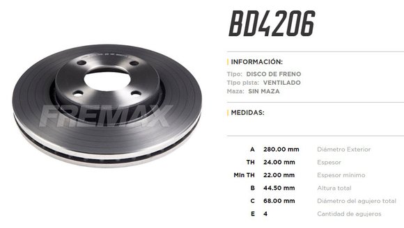Imagen de DISCO DE FRENO NISSAN SENTRA 1.8/2.0 16V 2007-
