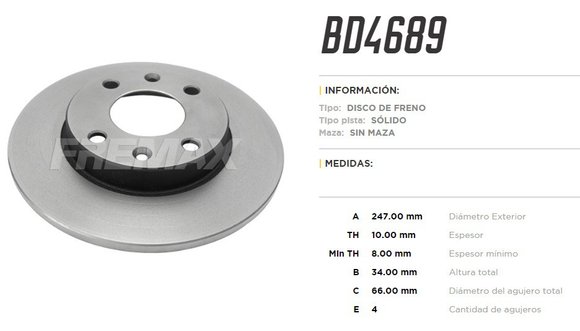 Imagen de DISCO DE FRENO PEUGEOT 106/205/206/306/309/CITROEN SAXO/ZX