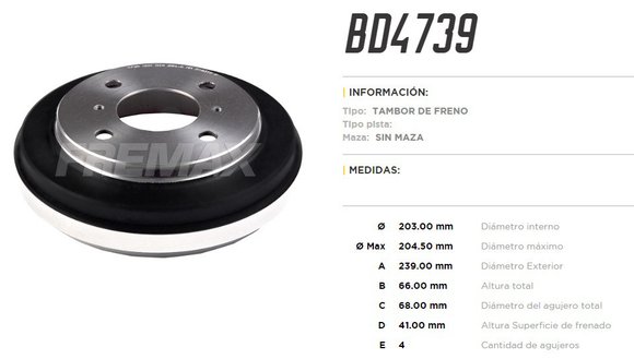 Imagen de CAMPANA DE FRENO NISSAN TIIDA 1.8