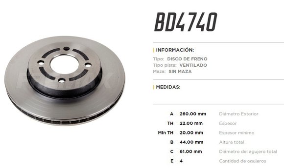 Imagen de DISCO DE FRENO NISSAN MARCH/VERSA