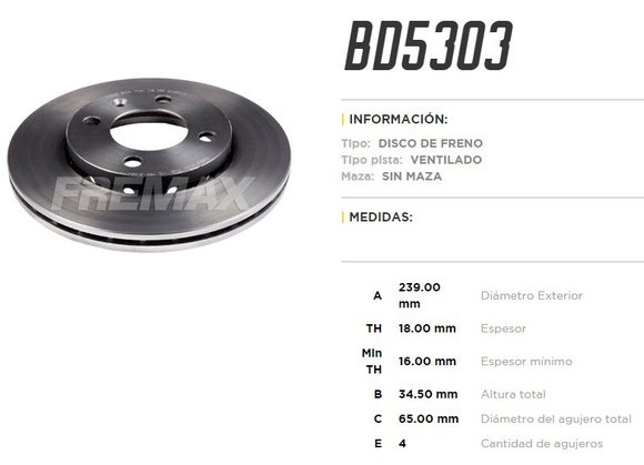 Imagen de DISCO FRENO DEL VENT VW POLO CLASSIC 1995. . . 239MM