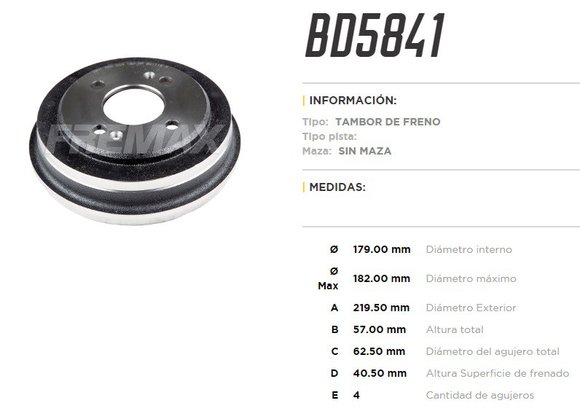 Imagen de CAMPANA FRENO TRAS KIA PICANTO 1.0/1.1 04. . .