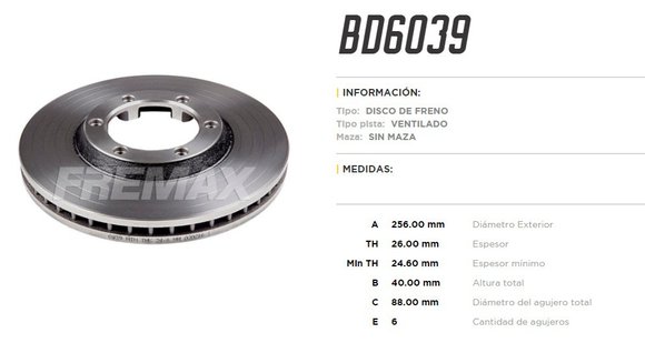 Imagen de DISCO FRENO DEL VENT GREAT WALL WINGLE 5/GM D-MAX 2.5 3.0