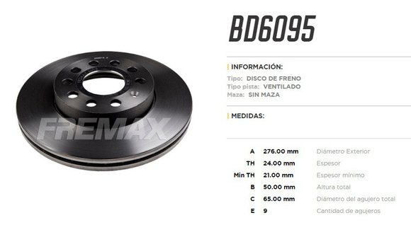 Imagen de DISCO DE FRENO DELANTERO AUDI A3 2013 (VENTILADO)