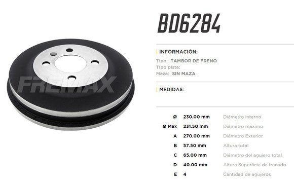 Imagen de CAMPANA DE FRENO VW SAVEIRO 1.6 8V 2010-