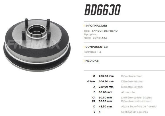 Imagen de CAMPANA DE FRENO FORD ESCORT 1.8D ZETEC 92-/VW LOGUS/POINTER