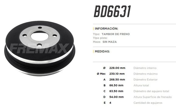 Imagen de CAMPANA DE FRENO FORD COURIER/MONDEO 1997-
