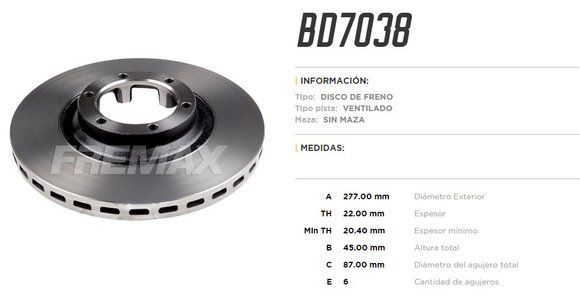 Imagen de DISCO DE FRENO MITSUBISHI L300 2.4/2.5TD 86-00 L200/MONTERO
