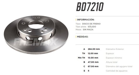 Imagen de DISCO DE FRENO MERCEDES BENZ 300D/TD 1985-(W124)