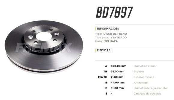 Imagen de DISCO DE FRENO RENAULT SCENIC 2004