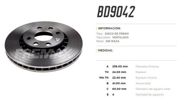 Imagen de DISCO DE FRENO CHEVROLET VECTRA-ASTRA/DAEWOO ESPERO-LANOS