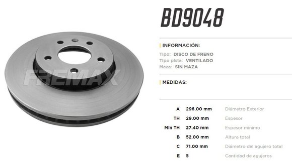 Imagen de DISCO DE FRENO CHEVROLET CAPTIVA 2.4/3.6 2008-