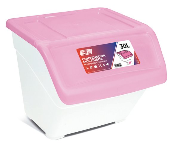 Imagen de GAVETERO HOGAR 30L TAPA ROSA
