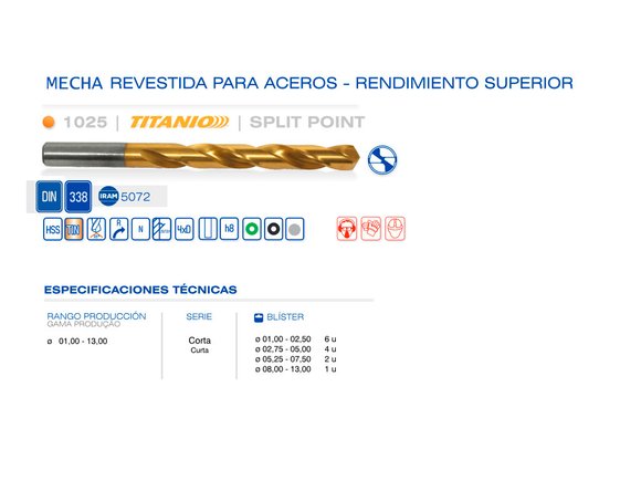 Imagen de MECHA PUNTA ORO TITANIO DIAM 6.50 MM SPLIT POINT