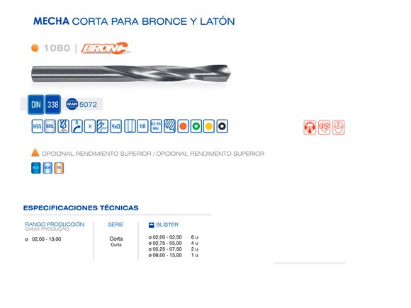 Imagen de MECHA DIN 338H HSS DIAM 5.00 MM PARA TALADRO