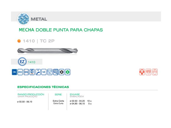Imagen de MECHA DIN 1897 DOBLE PUNTA HSSE DIAM 4.20 MM P/TALADRO
