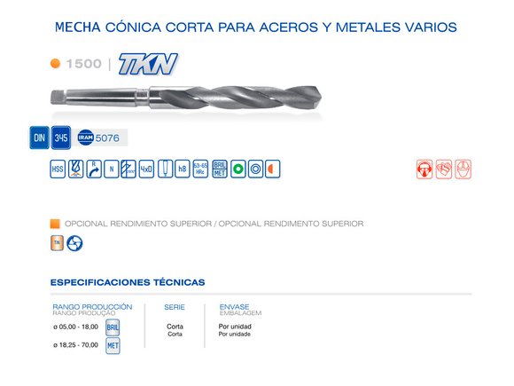 Imagen de MECHA DIN 345 HSS DIAM 13.50 MM PARA TALADRO