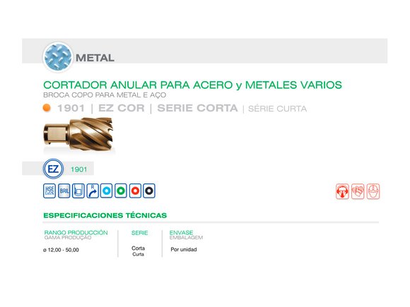 Imagen de CORTADOR ANULAR DIAM 48,00 X 25 MM HSSE
