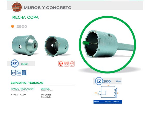 Imagen de MECHA COPA DIAM 80 X 72 MM