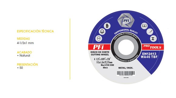 Imagen de DISCO CORTE FINO PLANO 7/8 METAL/INOX 4-1/2X1MM