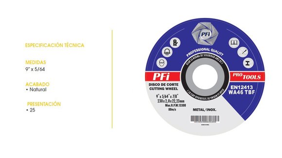 Imagen de DISCO CORTE FINO PLANO 7/8 METAL/INOX 9"X5/64
