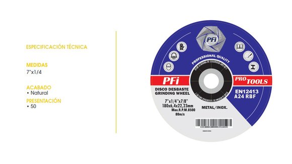 Imagen de DISCO DESBASTE ALOMADO 7/8 METAL 7"X1/4