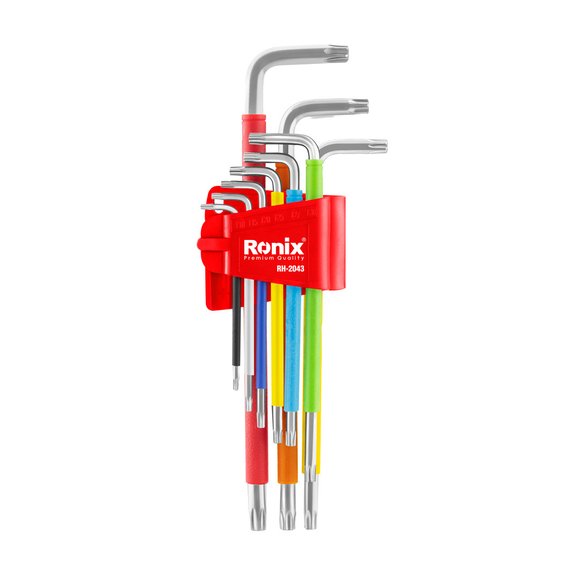 Imagen de JUEGO DE 9 LLAVES TORX EXTRA LARGO MULTICOLOR