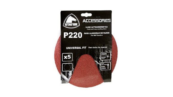 Imagen de SET DE 5 LIJAS  DE 225MM P/LIJADORA DE PARED GR.220