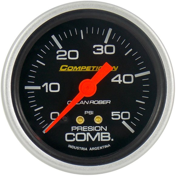 Imagen de MANOMETRO PRESION COMBUSTIBLE ESCALA: 0-50 PSI FONDO NEGRO