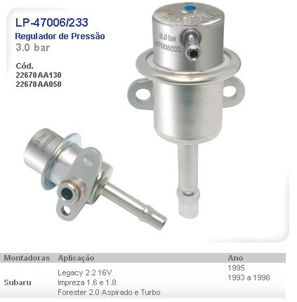 Imagen de REGULADOR DE PRESION 3.0BAR SUBARU IMPREZA 1.6/1.8/FORRESTER