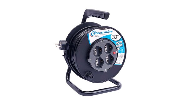 Imagen de CARRETE PROFESIONAL C/FICHA SCHUKO 30MTS 4 TOMAS SCHUKO