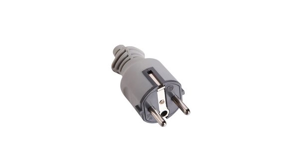 Imagen de FICHA MACHO GOMA NEGRA/GRIS SCHUKO 16AMP