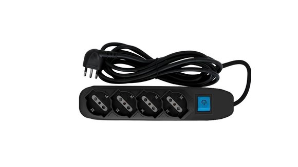 Imagen de ALARGUE C/INT. NEGRO 2,5MT 4 TOMAS SCHUKO 10AMP