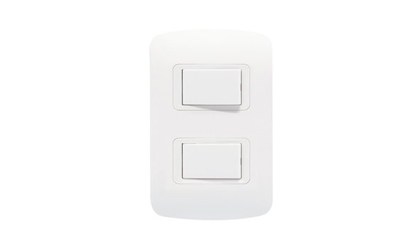 Imagen de CONJUNTO PLAQUETA/2 INTERRUPTORES UNIPOLARES BLANCO
