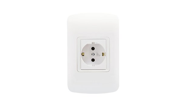 Imagen de CONJUNTO PLAQUETA/TOMA SCHUKO C/SEGURO BLANCO