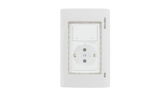 Imagen de CONJUNTO PLAQUETA IP54/INTERR. BIPOLAR/TOMA SCHUKO BLANCO