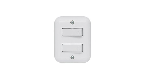 Imagen de INTERRUPTOR EXTERIOR BLANCO UNIPOLAR DOBLE ON/OFF 10AMP