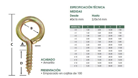 Imagen de PITON TIPO OJO/CERRADO 4,6X14X50X16MM ZINCADO