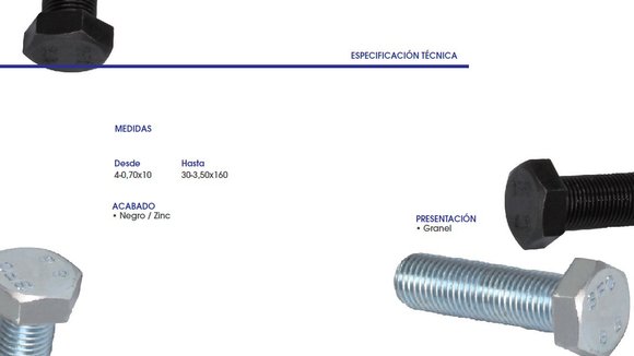 Imagen de TORNILLO HEX 8.8 R/E M12X1,75X65 NEGRO
