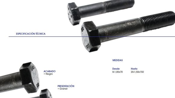 Imagen de TORNILLO HEX.8.8 R/FINA ENTERA M14X1,5X80 NEGRO