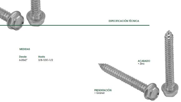 Imagen de TORNILLO PARA CHAPA C/HEXAG.S/ARANDELA 8X3 ZINC.(4,2MM)