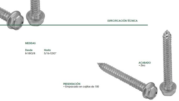 Imagen de TORNILLO PARA CHAPA C/HEXAG.S/ARANDELA 12X2 ZINC.(5,5MM)