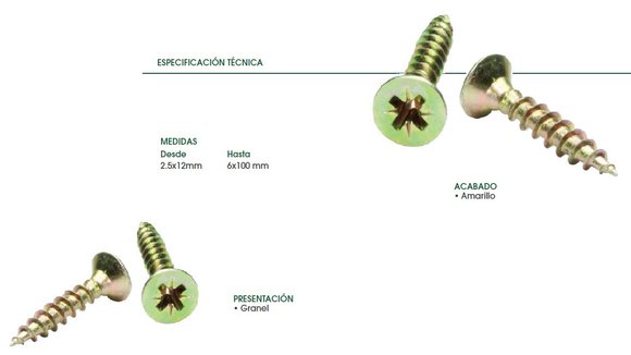Imagen de TORNILLO P/MADERA CABEZA FREZADA PHS 10X2.3/4 AMARI(5,0MM)