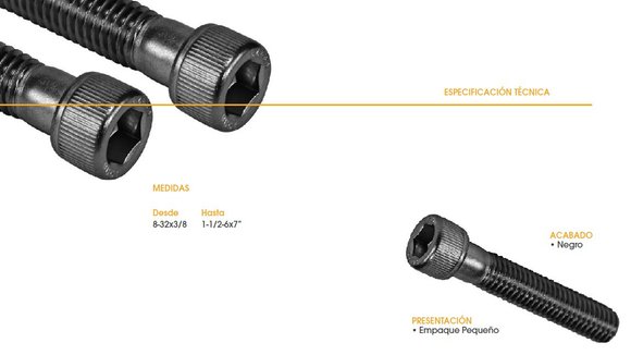 Imagen de TORNILLO ALLEN CABEZA CILINDRICA (UNC) 5/8X2.1/4 NEGRO
